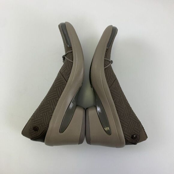 Bzees Electric Wedge Slip On Knit Stretch Breathable Taupe Round Comfort Women 7 - Picture 9 of 11